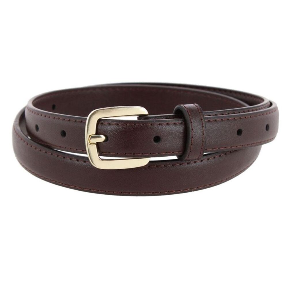CTM Women's Basic Skinny Leather Dress Belt